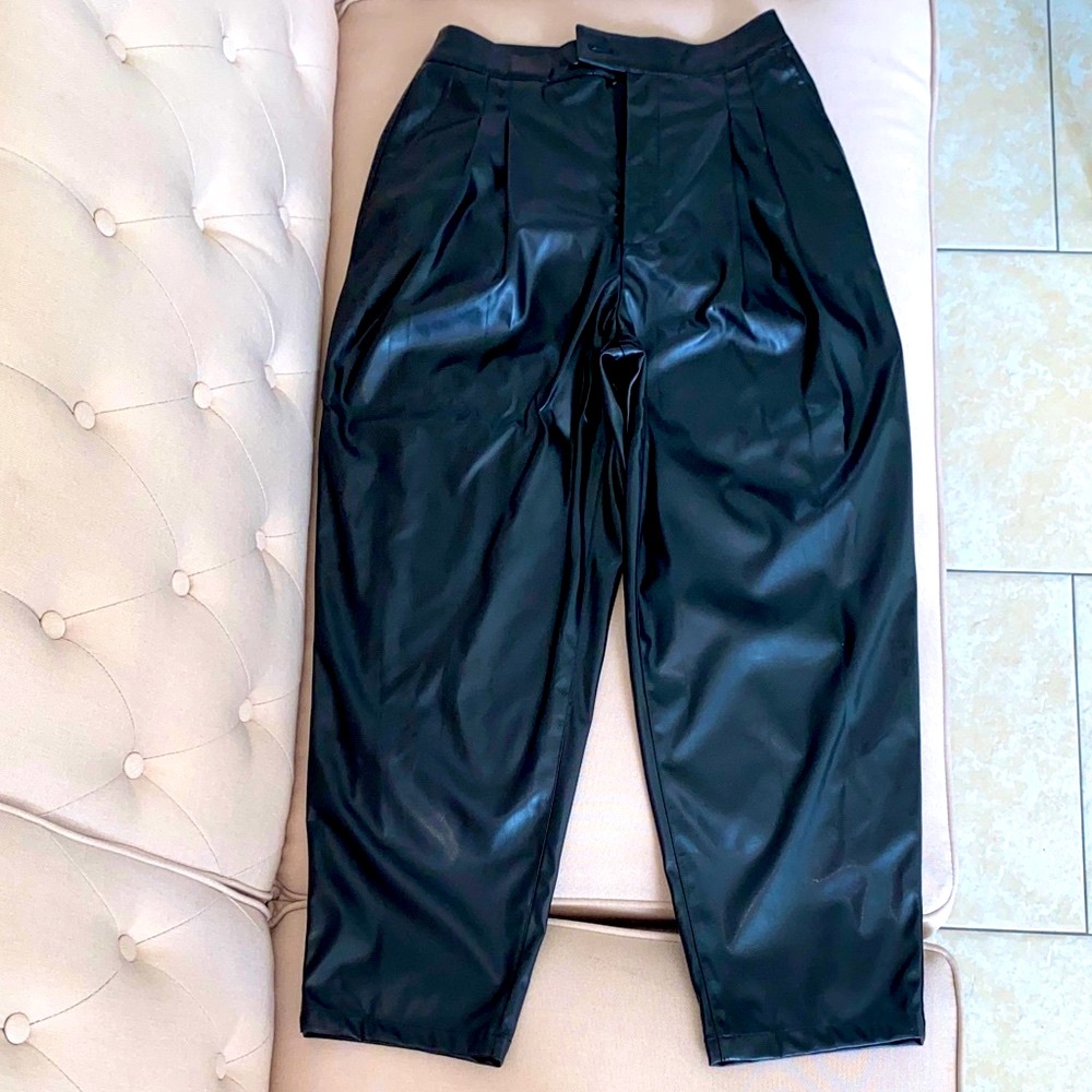 MOTF Black PU Leather Pants